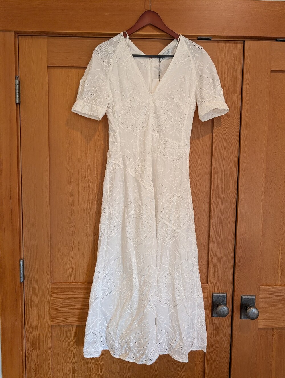 💮 Zara Cotton Eyelet Lace Embroidery Midi Dress Size Small 💮